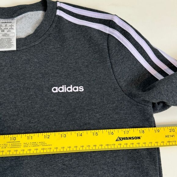 Adidas Grey Lavender Stripe Crewneck Sweatshirt M - Picture 5 of 8